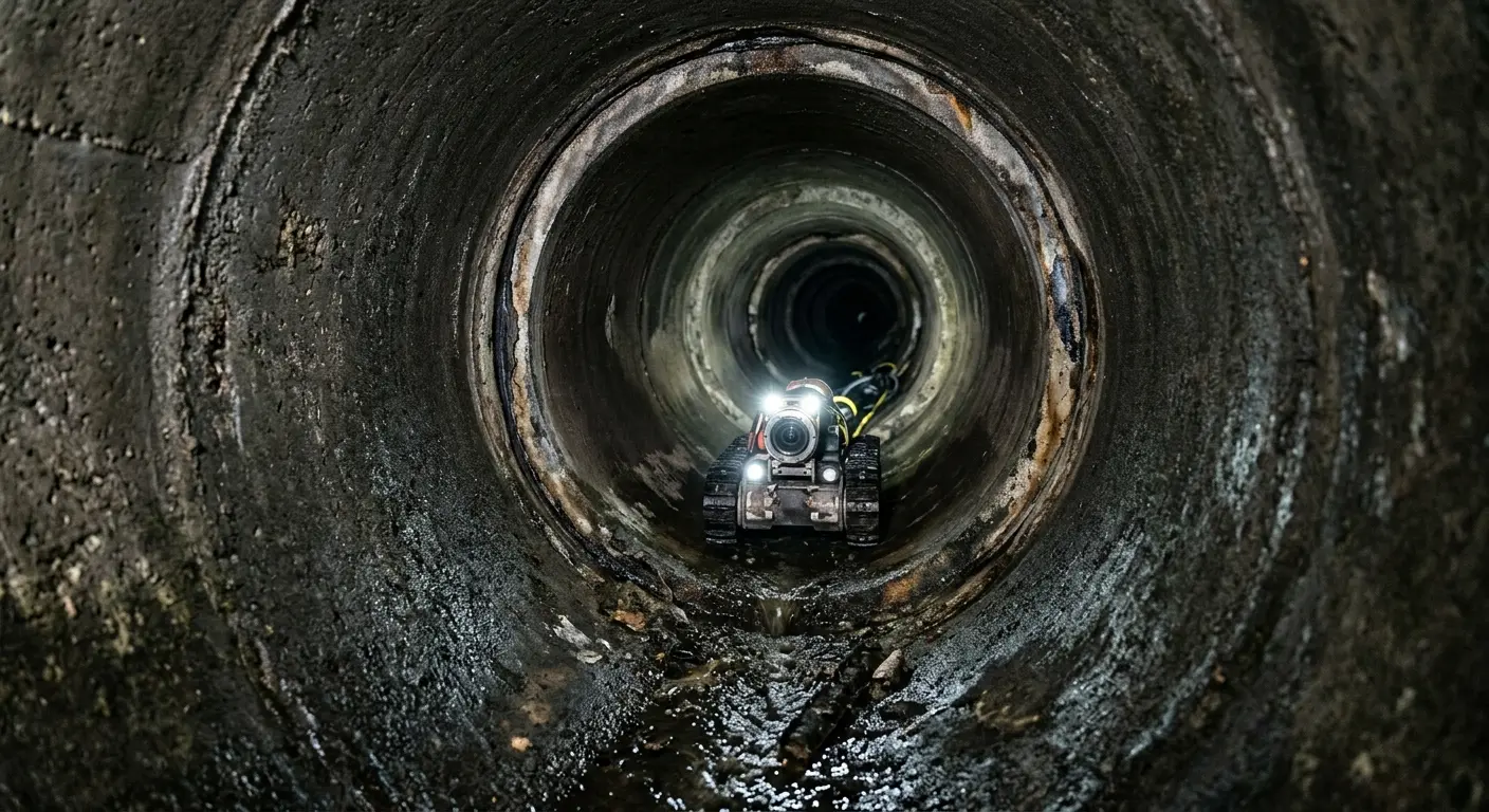 Robotic sewer camera inspecting pipe interior for Sewer Line Cleaning in Gladstone